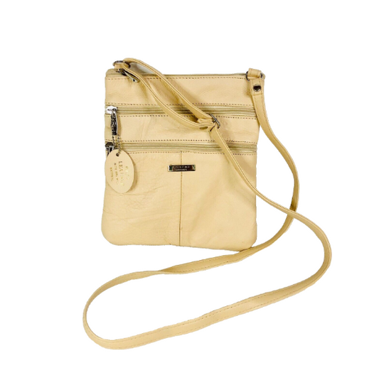 Lorenz Accessories Beige Cream Genuine Soft Leather Crossbody Bag Shoulder Bag