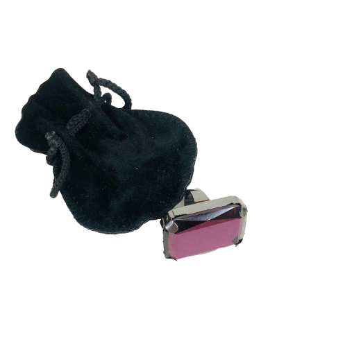 Cacharel Parfume Large Purple Emerald Cut Costume Ring Adjustable