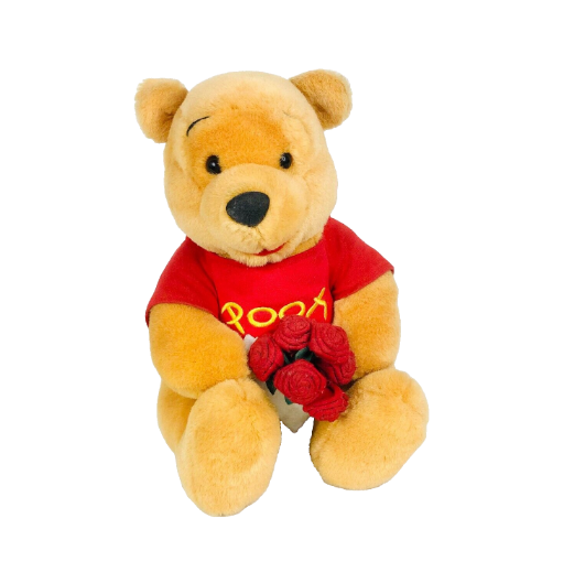 The Walt Disney Company Winnie The Pooh 12" Soft Toy Bear with Flower Roses Gift