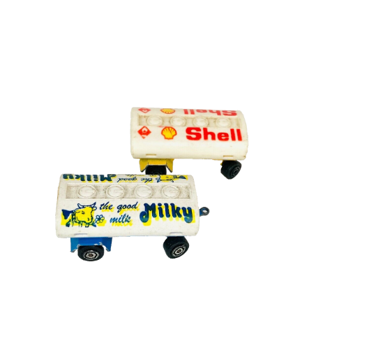Majorette Vintage Diecast Milky The Good Milk & Shell Tanker Trailers Pair