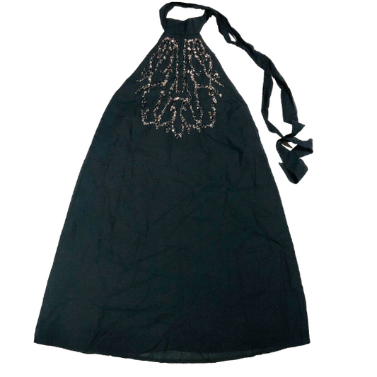 In Other Words River Island Black Halter Dress with Sequin Detail Size 6 New