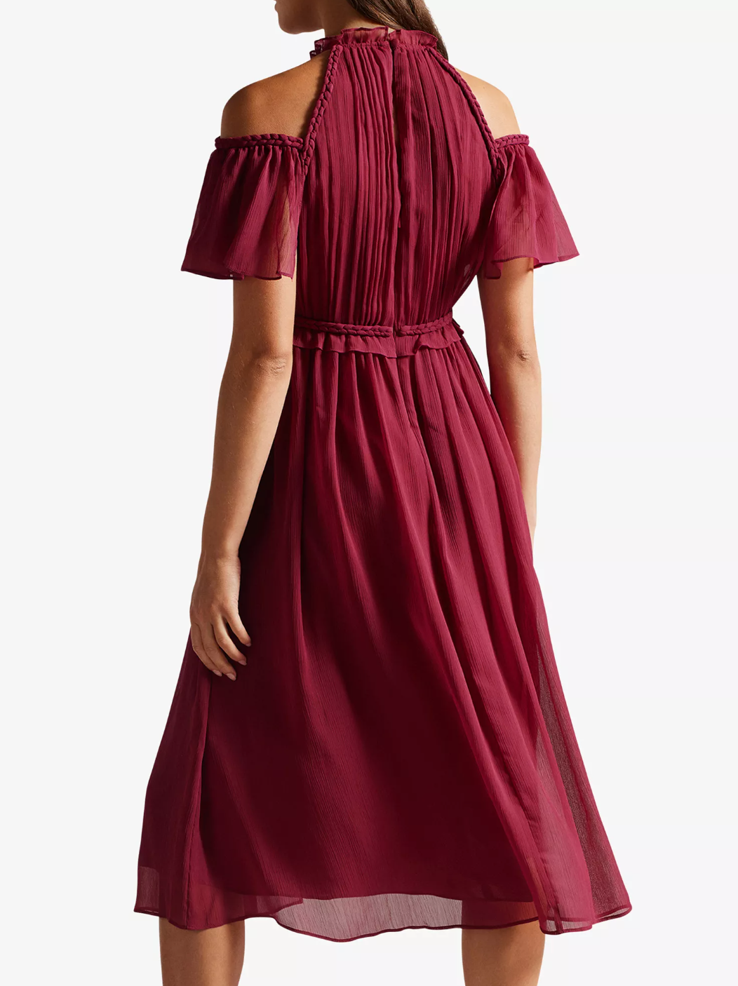 Ted Baker Paigei Rope Detail Midi Dress in Deep Pink Size 1 (UK 8-10) NEW