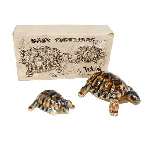 Boxed set of Two Brown Tortoises Original Wade Presentation Box Porcelain