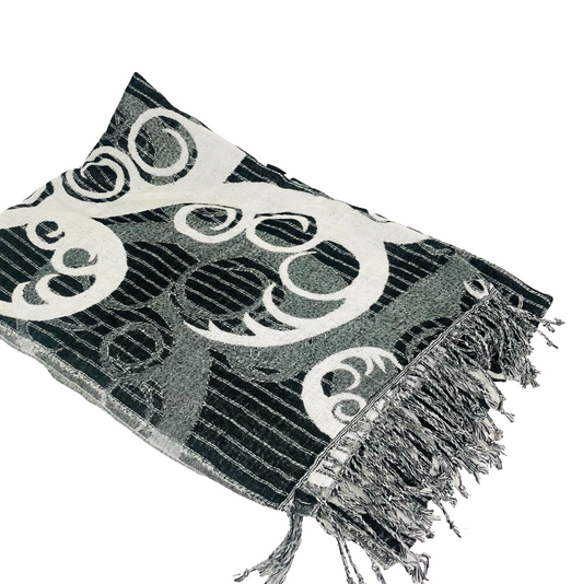 Unbranded Grey Black & White Soft Woven Shawl Scarf 61 X 187 CM