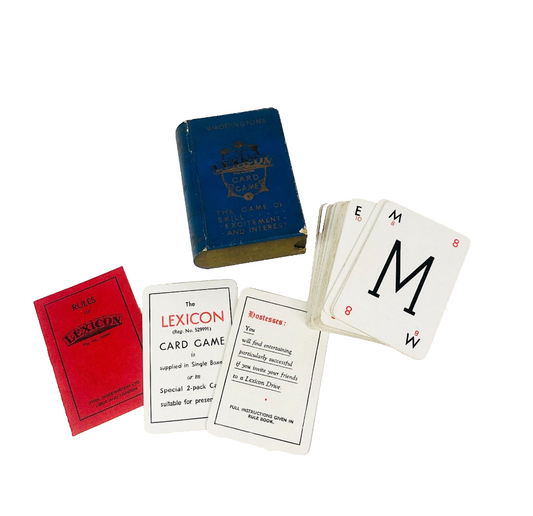 Waddington's Lexicon Card Game, 1930s Vintage Original Blue Box & Instructions