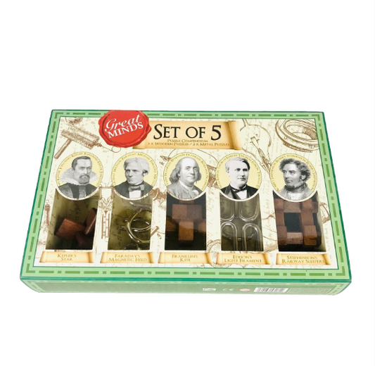 Great Minds Set of 5 Puzzle Compendium by Professor Puzzle - Metal & Wood