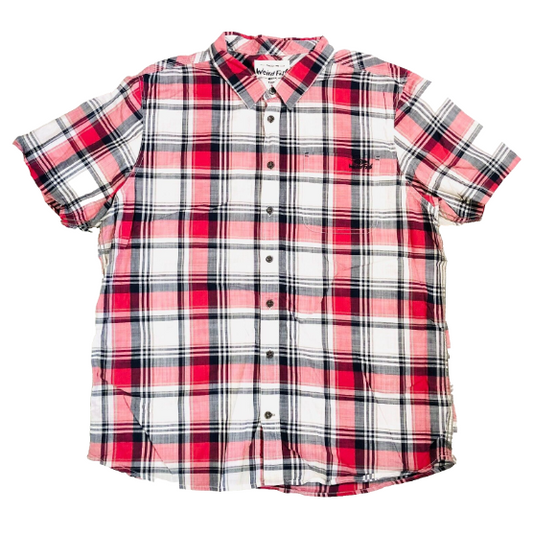 Weird Fish Judd Red Gingham Check Short Sleeve Casual 100% Cotton Shirt Size XL