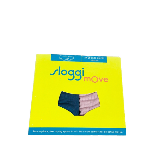 Sloggi Move 2 Pack Sports Hipster Brief Ladies Navy Blue & Pink - Size XS