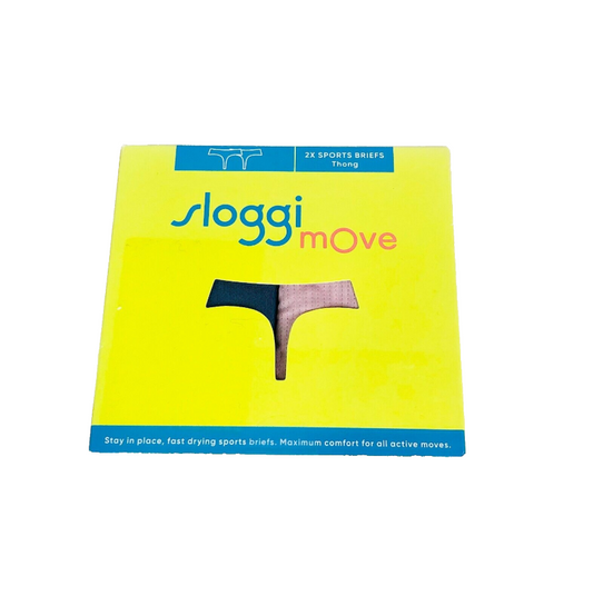 Sloggi Move 2 Pack Sports Thong Brief Ladies Navy Blue & Pink/Lilac - Size XS