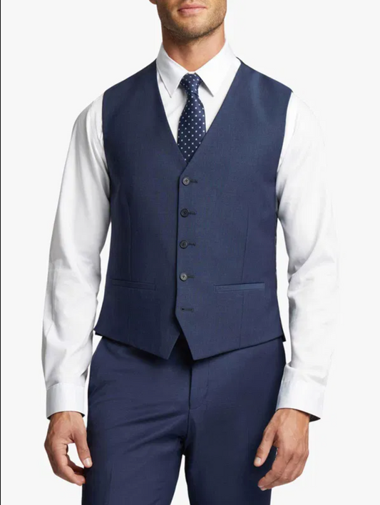 Ted Baker Perth Navy Blue Slim-fit 100% Wool Waistcoat Size 36R NEW RRP £120
