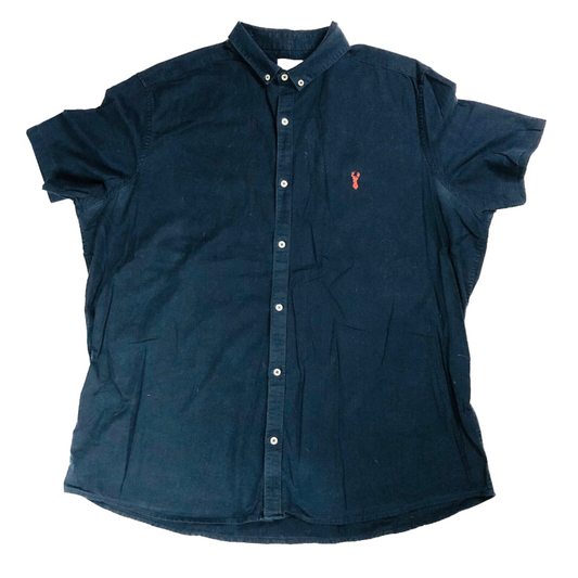 Next Navy Blue Slim Fit Short Sleeve Casual Cotton Shirt Size XXL