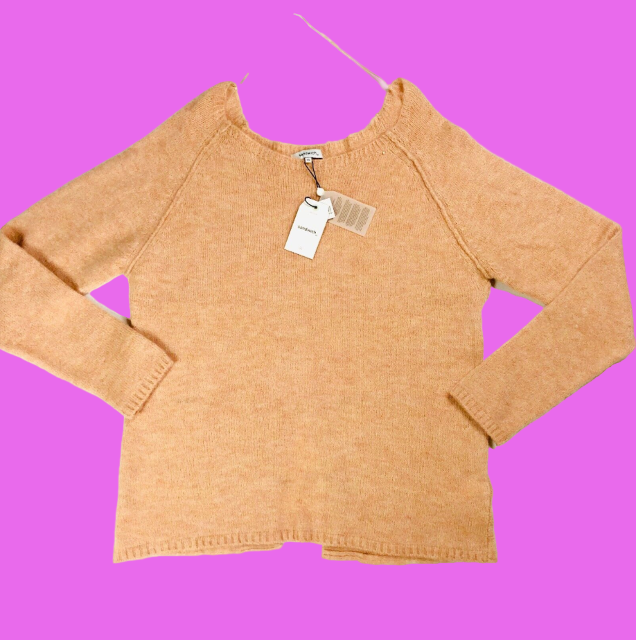 Sandwich_ Clothing Peach Nude Wool Blend Knit Jumper Split Back Size XL NEW