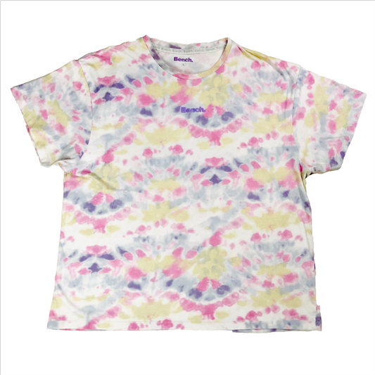 Bench Women’s / Unisex Pink Yellow Blue Tie-dye Cotton T-shirt Size Large
