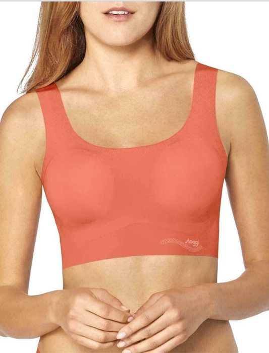 Sloggi Zero Feel Top Bralette Coral Orange Invisible Support Size XS NEW RRP £36