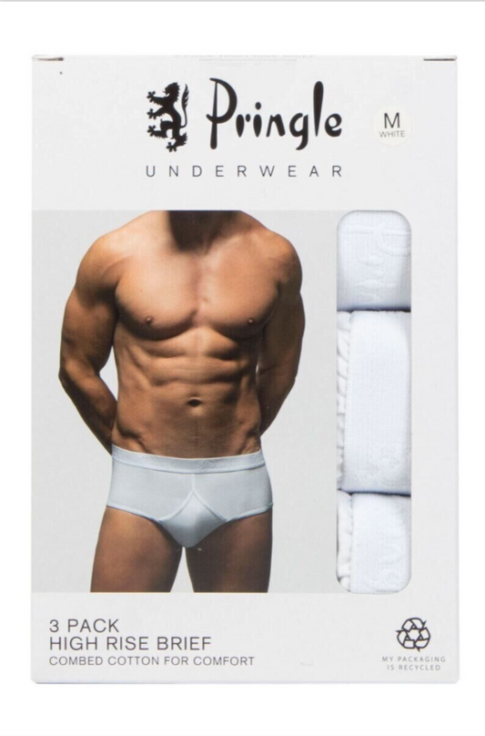 Pringle Underwear White 3 Pack High Waist Y-Front Briefs Size Small NEW in Box