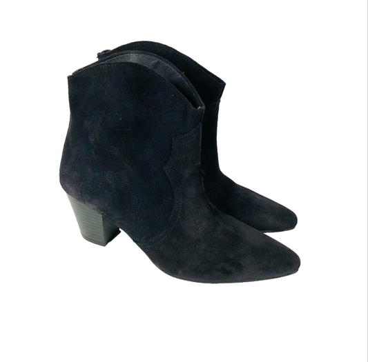 Twin Island Black Suede Cowboy Ankle Boots Size 38 (Uk 5) NEW