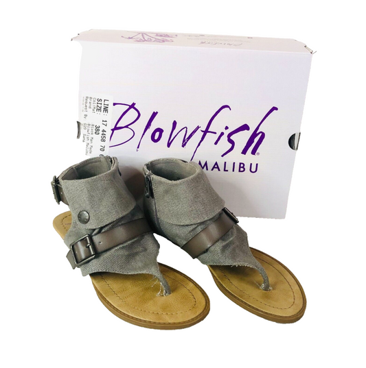 Blowfish Malibu Balla Grey Canvas Vegan Sandals Shoes - Size 5 (38)
