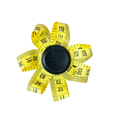 Handmade Yellow Poppy Flower Brooch Made From Sewing Tape Measure Haberdashery
