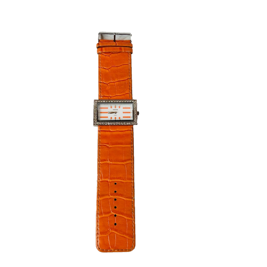 Terner Bijoux Quartz Chunky Orange Wristwatch With Diamanté Gems (4270)