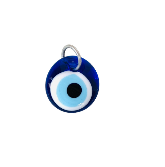 Vintage Turkish Glass Blue Evil Eye Pendant Necklace Charm