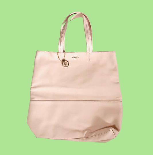 Azzaro Wanted Girl Light Blush Pink Tote Bag purse with charm Faux Leather