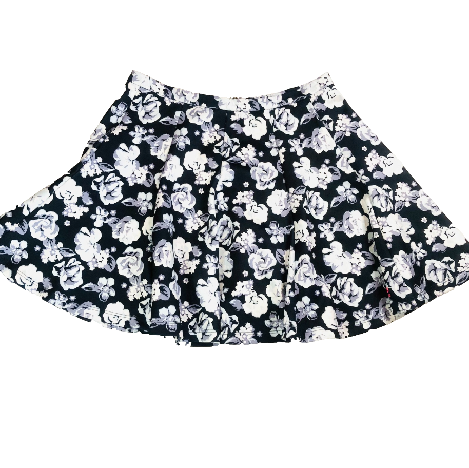 Superdry Navy Blue Floral Scuba Skater Mini Skirt Size Medium (UK 10)
