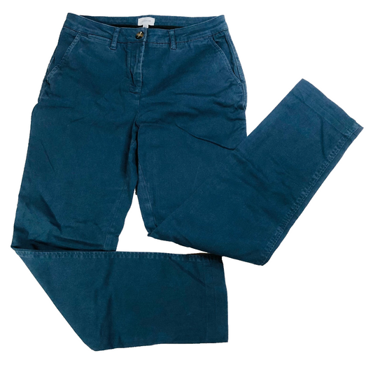 Jigsaw Ladies Navy Blue Cotton Casual Straight Leg Trousers Size UK 10