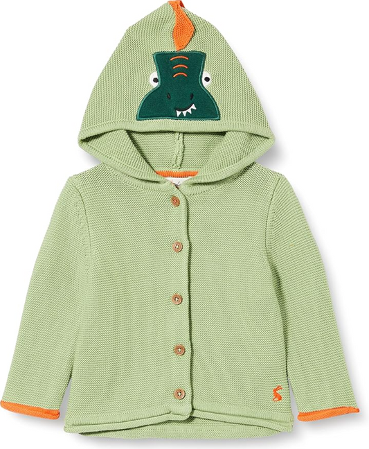 Joules Baby Alby Green Dinosaur Character Hooded Knit Cardigan Age 18-24 Months