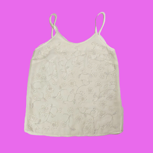 Next Ladieswear Vintage White Ivory beaded Cami Vest Top Size UK 8