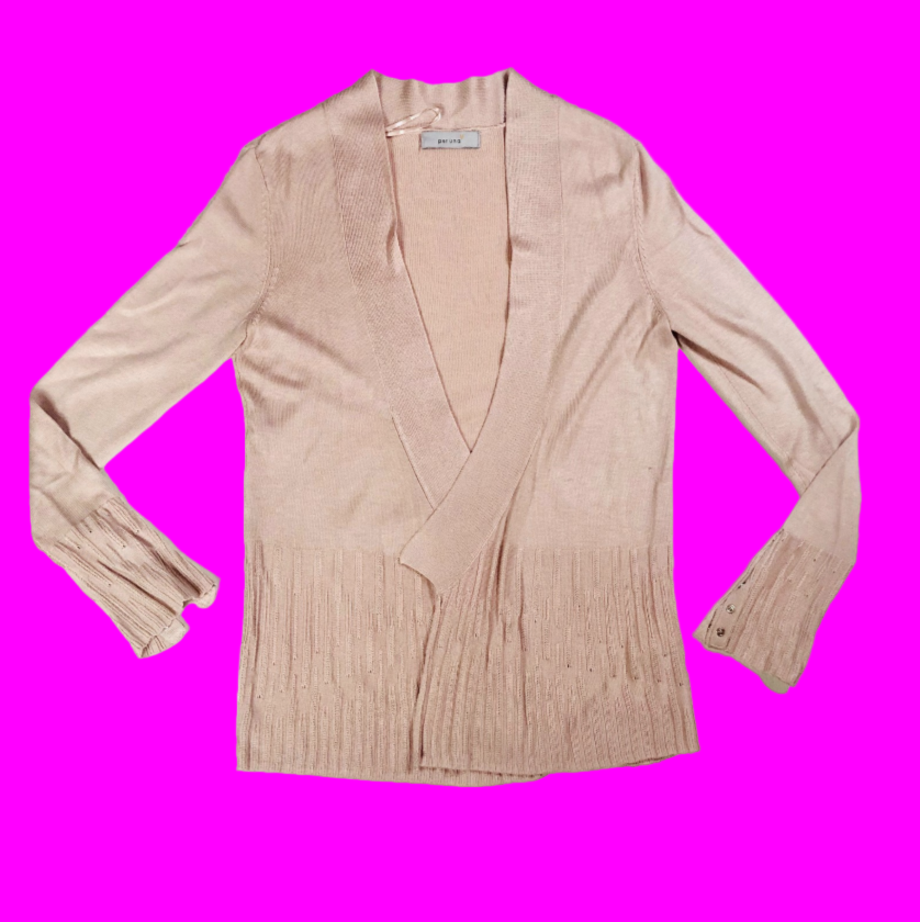 Per Una (M&S) Nude Blush Pink Soft Knit Open Long Sleeve Cardigan Size 8