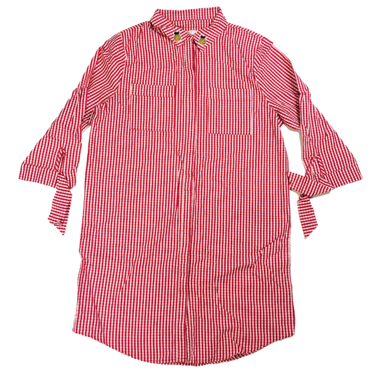 Lee Cooper Red Gingham Check Cotton Shirt Dress With Pineapple Detail Size M (UK 10)