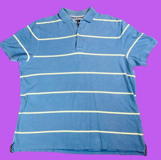 Wolsey Light Blue & Yellow Stripe Premium Cotton Polo Shirt T-Shirt Size XXL