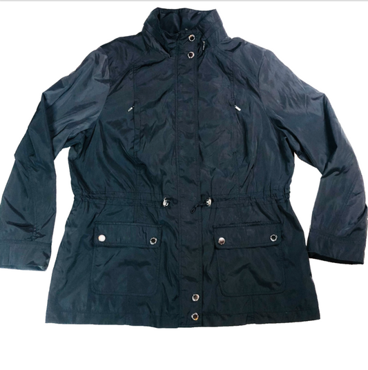 Maine New England Black Lightweight Parka Jacket with Foldaway Hood Size 20