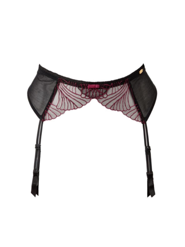 Gossard Illusion Black Red Lace Suspender Belt Lingerie Size XL (16) NEW RRP £29
