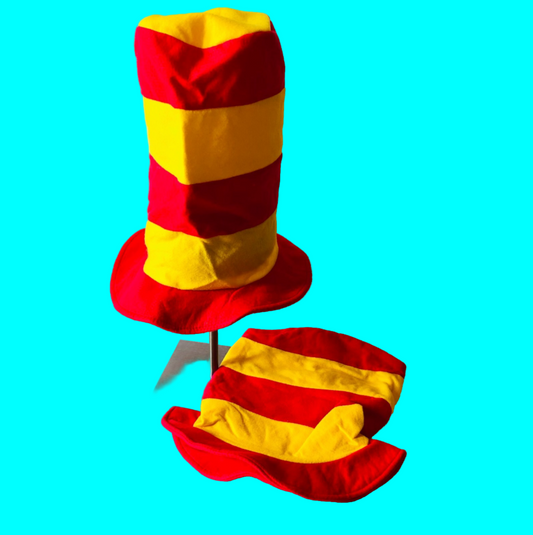 2x Yellow & Red Tall Fancy Dress Felt Nonwoven Extra Tall Top Hats Lightweight