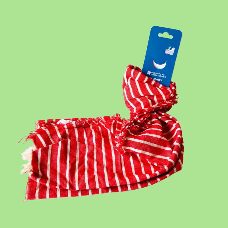 Mountain Warehouse Red & White Striped Lightweight Wrap Scarf NEW