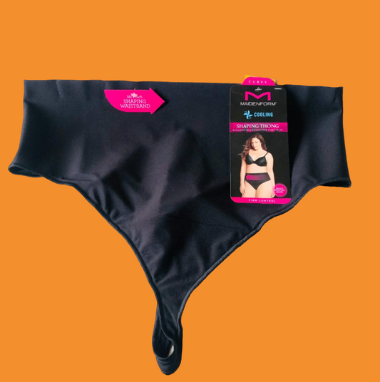 Maidenform Curvy Cooling Shaping Thong Firm Control DM0053 Black Size 4XL NEW
