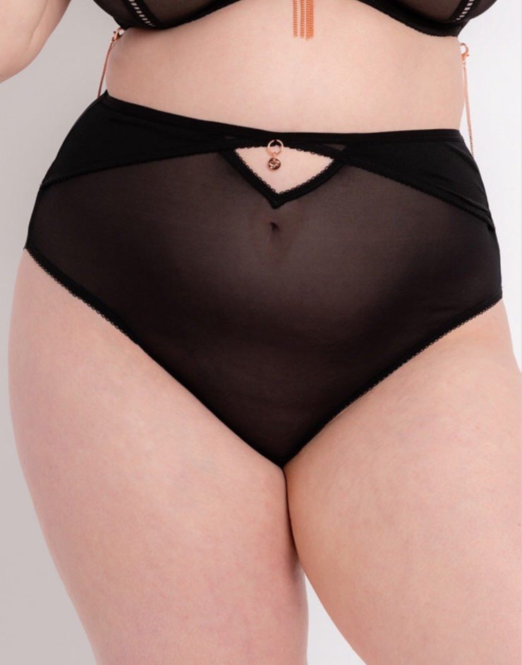 Scantilly Curvy Kate Unchained Black Mesh Lingerie Set Bra Highwaisted Brief 32E / Small NEW