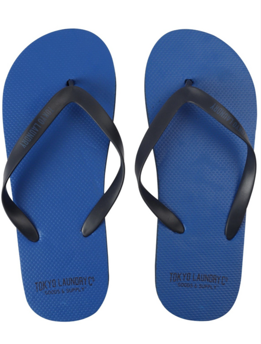 Tokyo Laundry Mens Navy Blue & Black Flip Flop Sandals Size Medium (UK 8-9) NEW