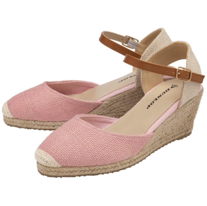 Dunlop Light Pink Indra Wedge Espadrille Memory Foam Sandals Size 7 NEW