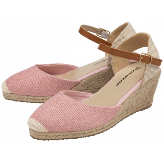 Dunlop Light Pink Indra Wedge Espadrille Memory Foam Sandals Size 7 NEW