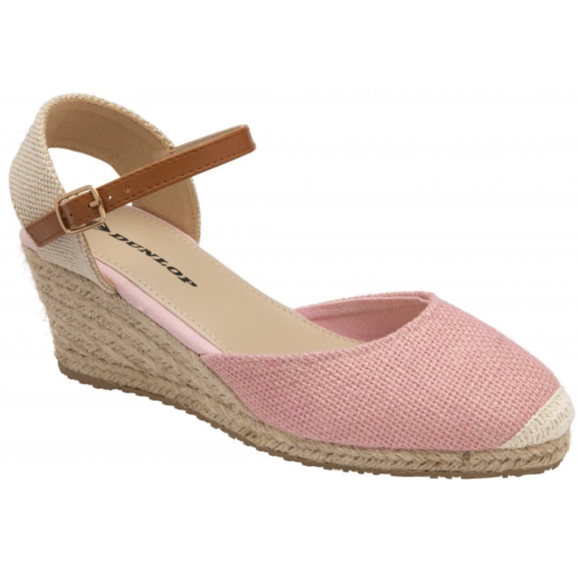 Dunlop Light Pink Indra Wedge Espadrille Memory Foam Sandals Size 7 NEW