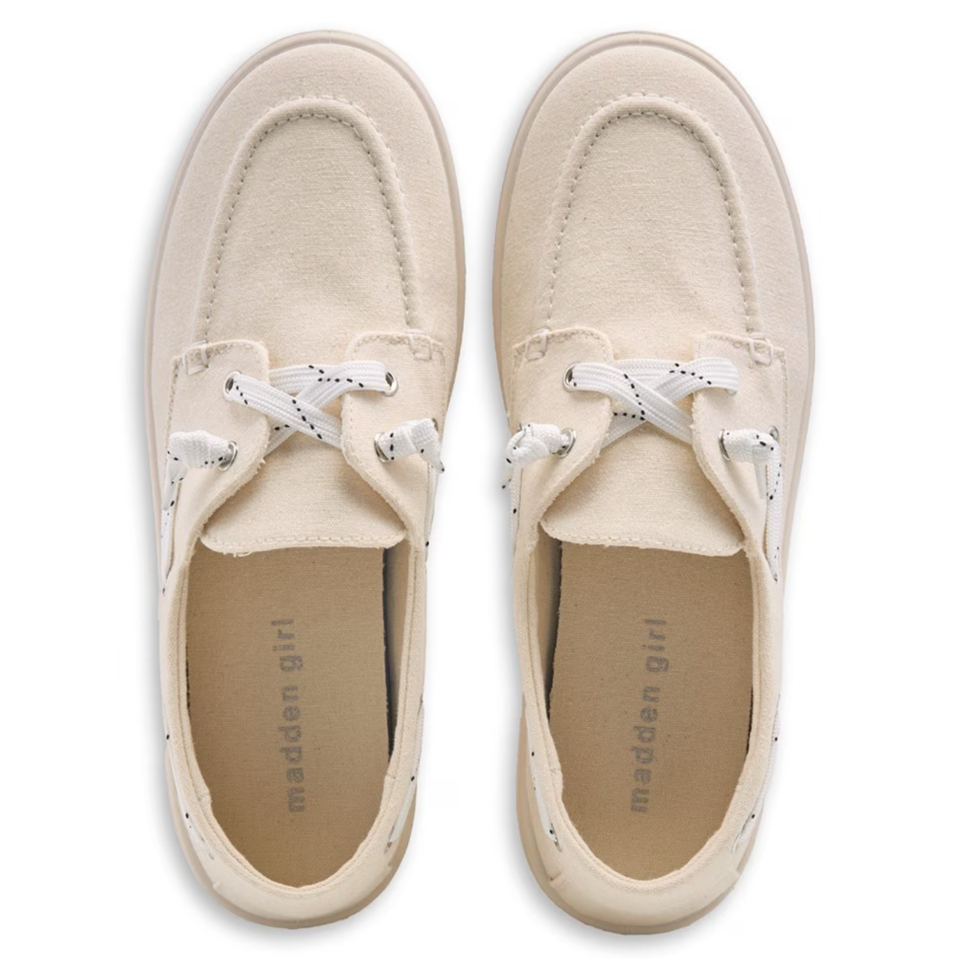 Steve Madden Girl Natural Canvas Cream Galley Boat Sneaker Size UK 7 (EU 40)NEW