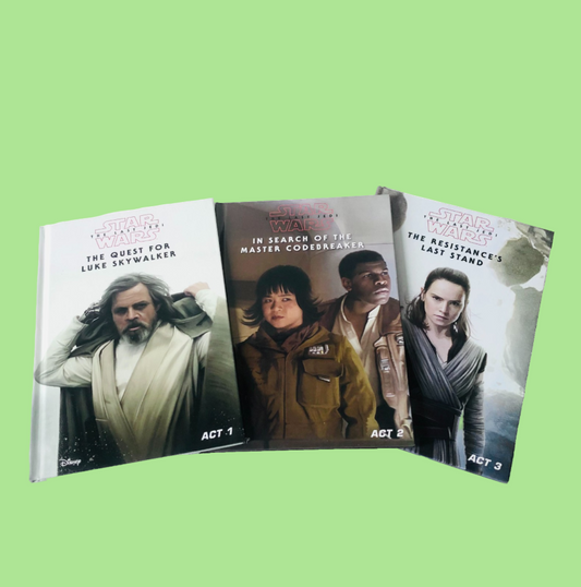 Star Wars The Last Jedi Trilogy (3 Book Set 2018) Illustrated Movie Adaption With Lightsaber projector