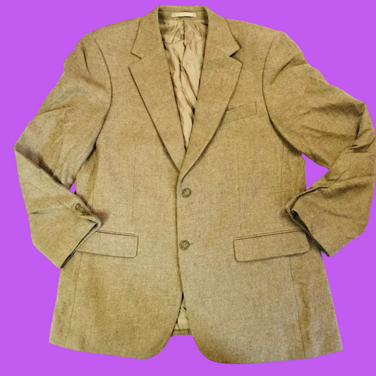 Brook Traverner Tan Tweed 100% Wool Moon Fabrics Men’s Blazer Jacket Size 42R