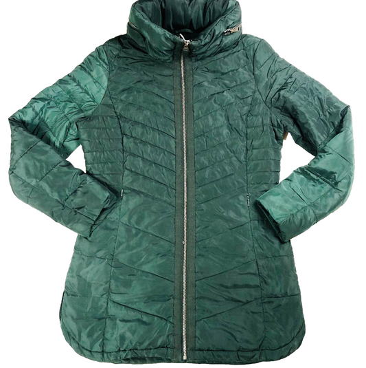 Next Ladies Dark Green Padded Winter Coat With Concealed Hood Size 10
