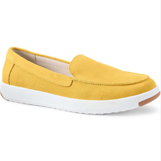 Lands' End Yellow Suede Leather Loafer Flat Slip On Shoes Size 5 (38) Narrow