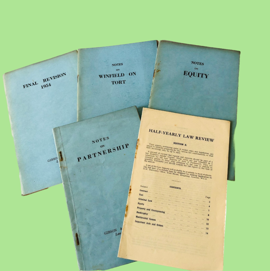 Gibson & Weldon Vintage 1950s Law Notes Equity Tort Partnership Revision Lot - RARE