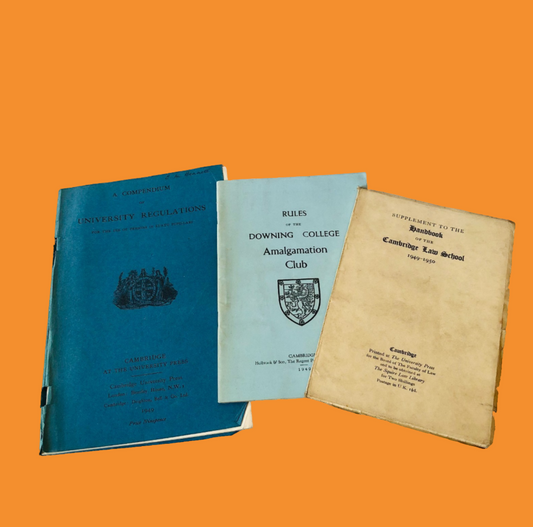 Vintage 1949 Cambridge University & Downing College Student Regulations Trio - Law, Compendium & Club Rules