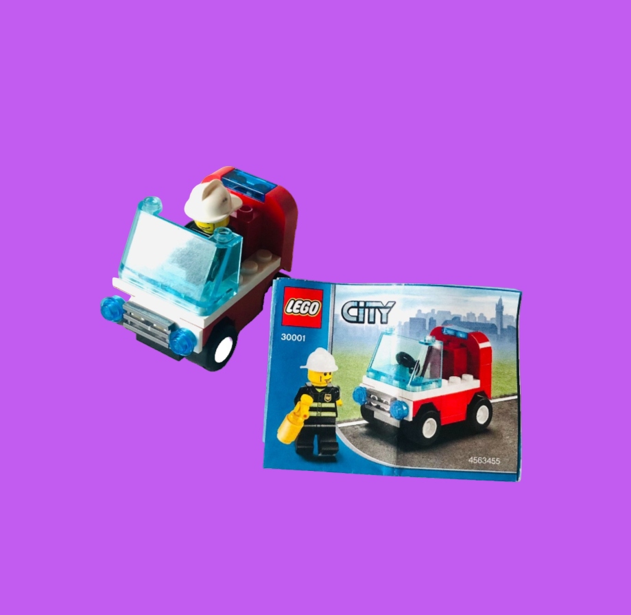 LEGO City: Firemans Car (30001) 100% Complete With Instructions & Minifigures